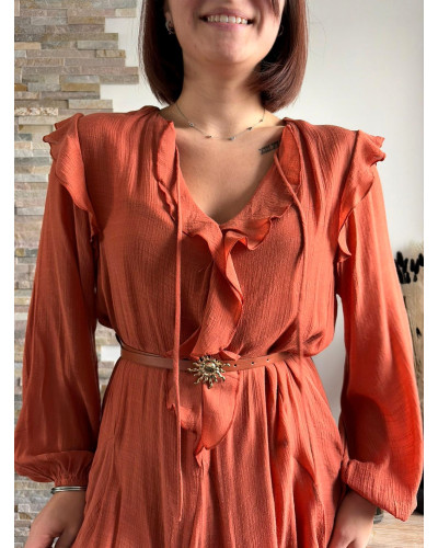 SABRINA | Robe fluide brique