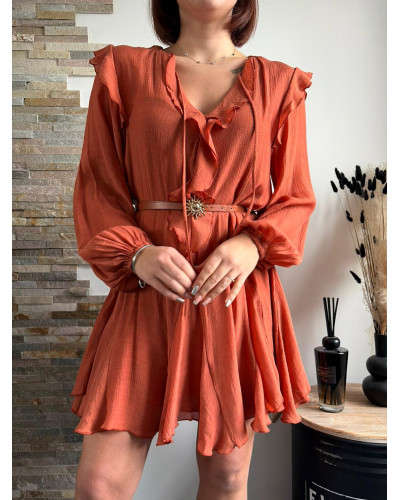 SABRINA | Robe fluide brique