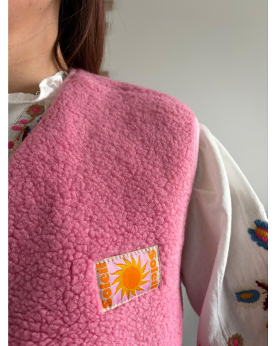KEVIN | Gilet sherpa sans manche rose