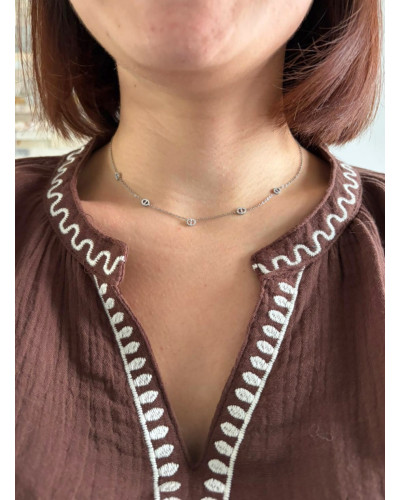 THAIS | Blouse chocolat gaze de coton