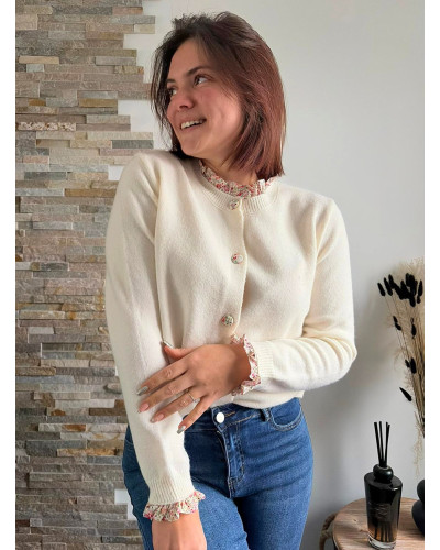 ELIO | Gilet en maille écru boutonné