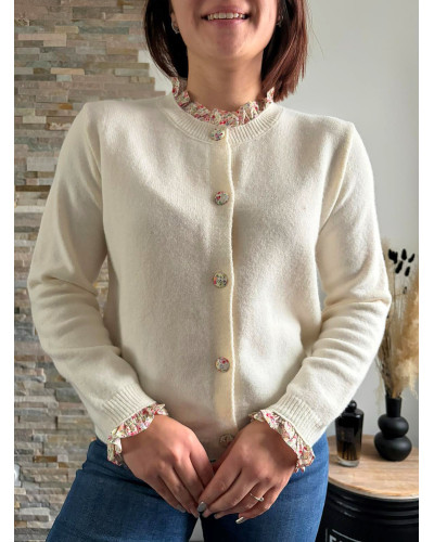 ELIO | Gilet en maille écru boutonné