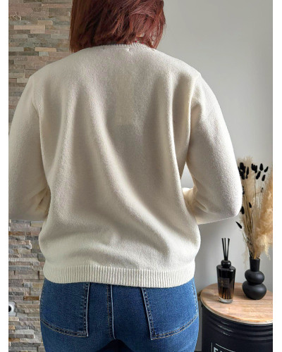 ELIO | Gilet en maille écru boutonné