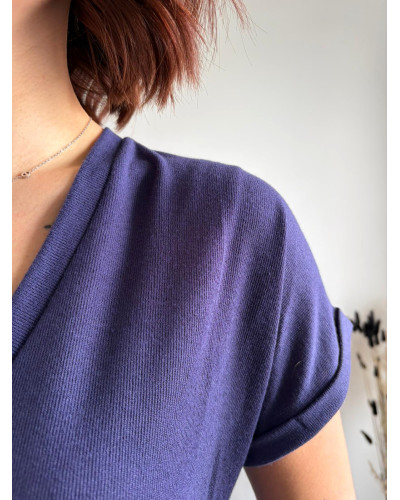 RUBEN | Tee-shirt bleu marine col v