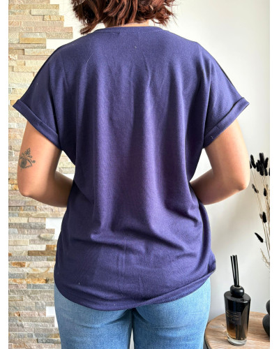 RUBEN | Tee-shirt bleu marine col v