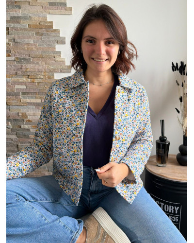 EMELINE | Veste matelassée liberty bleu - So Pretty