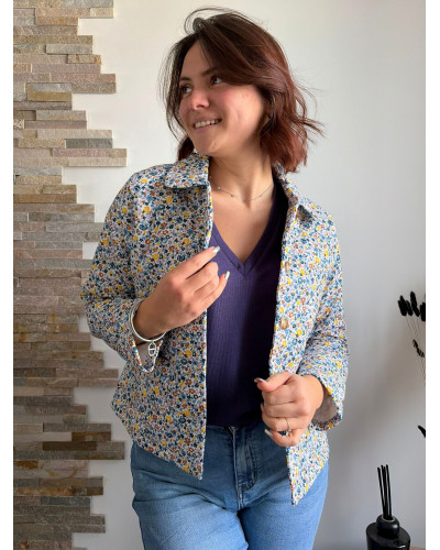 EMELINE | Veste matelassée liberty bleu - So Pretty