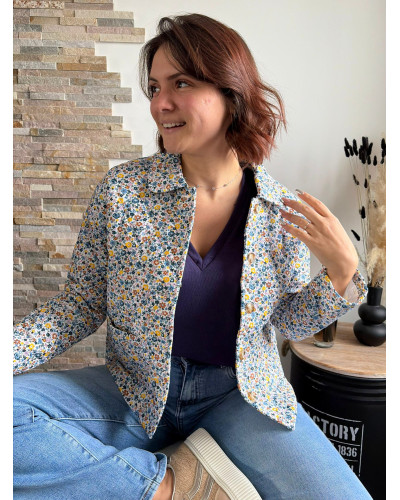 EMELINE | Veste matelassée liberty bleu - So Pretty