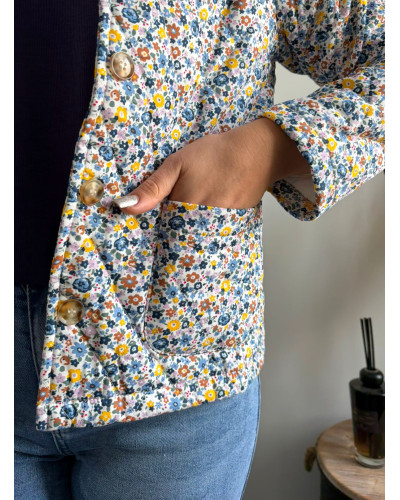 EMELINE | Veste matelassée liberty bleu - So Pretty