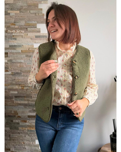 FRANCIS | Gilet sans manche en sherpa kaki
