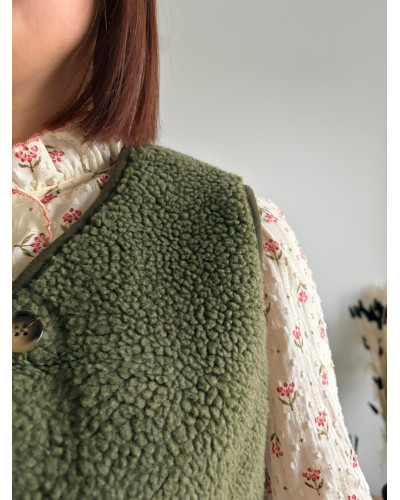 FRANCIS | Gilet sans manche en sherpa kaki