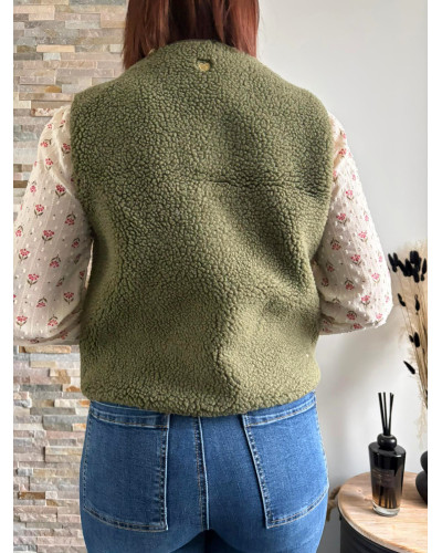 FRANCIS | Gilet sans manche en sherpa kaki