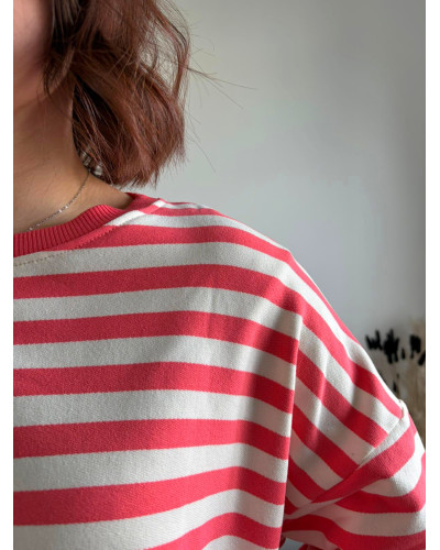 AURELIEN | Sweat rayure rose MOM LIFE