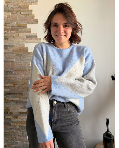 ARTHUR | Pull jacquard bleu ciel
