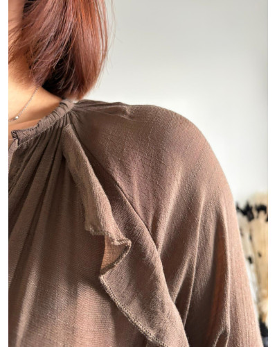 PRISCILLA | Robe marron effet lin