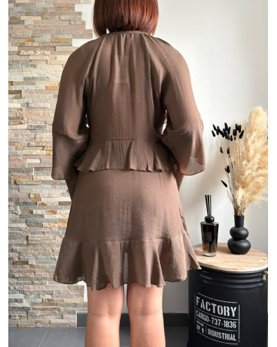 PRISCILLA | Robe marron effet lin