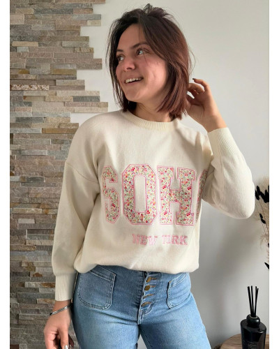 LUC | Pull blanc SOHO liberty