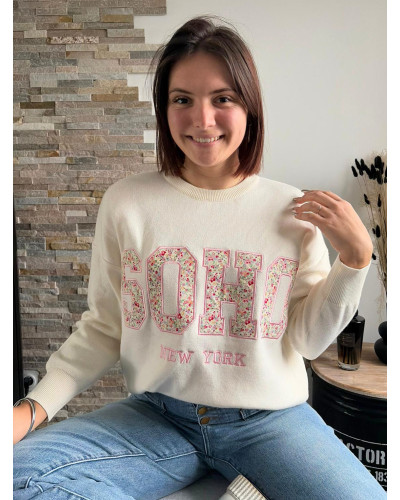 LUC | Pull blanc SOHO liberty