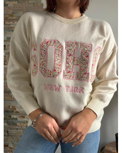 LUC | Pull blanc SOHO liberty