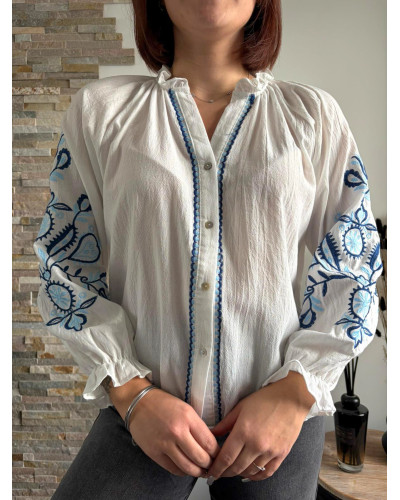 VALENTINE | Blouse coton blanche broderie