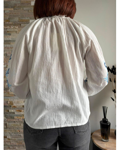 VALENTINE | Blouse coton blanche broderie