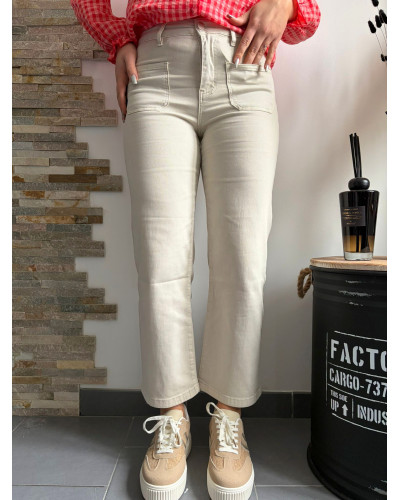 DIEGO| Jean wide leg beige