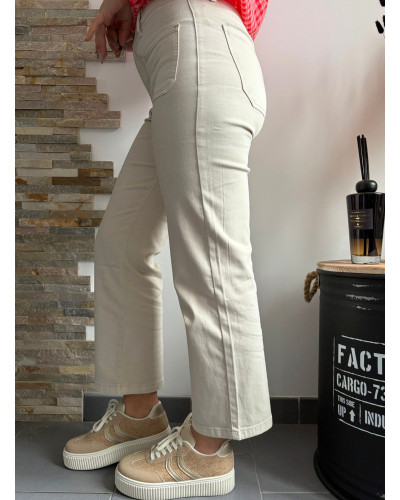 DIEGO| Jean wide leg beige