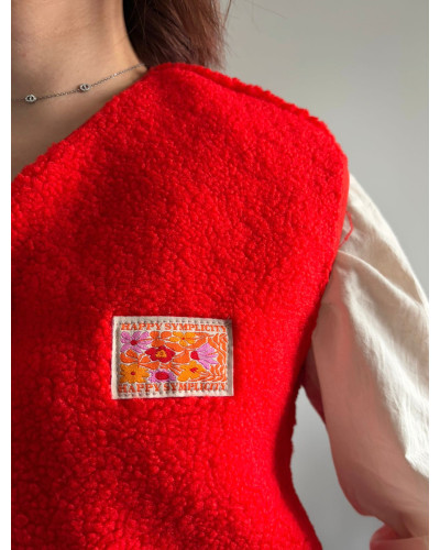 ERWAN | Gilet sherpa sans manche rouge