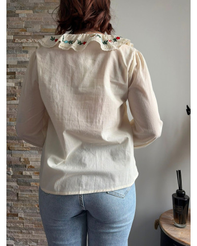 JADE | Blouse coton volants et broderie