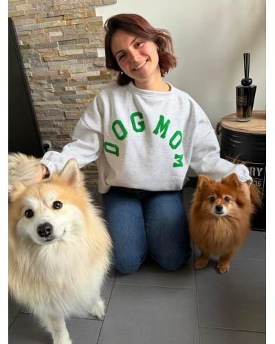 JULIEN | Sweat gris inscription DOG MUM dans le dos