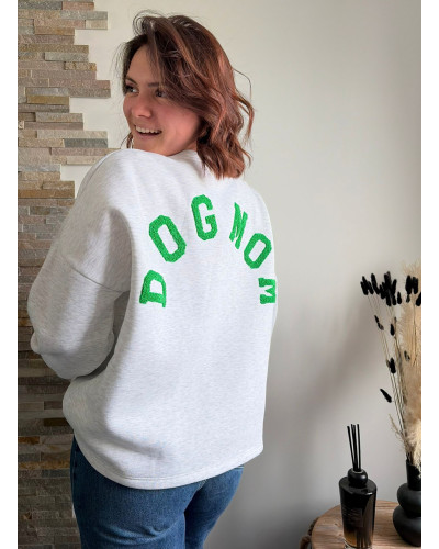 JULIEN | Sweat gris inscription DOG MUM dans le dos