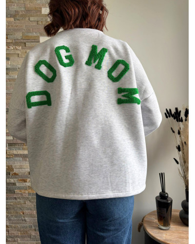 JULIEN | Sweat gris inscription DOG MUM dans le dos