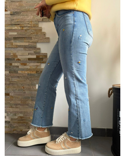 FLORIAN | Jean wide leg broderie fleurie
