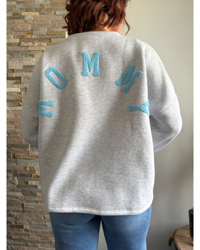 MARLEY | Sweat gris inscription MOMMY dans le dos