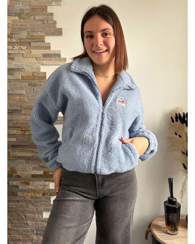 VALERIA | Veste polaire bleue La vie est belle