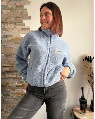 VALERIA | Veste polaire bleue La vie est belle