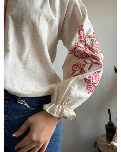 VALENTINE | Blouse coton écru broderie