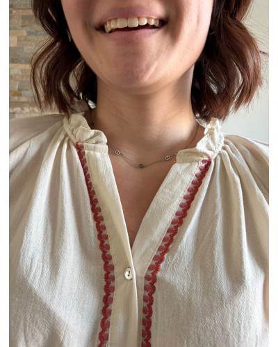 VALENTINE | Blouse coton écru broderie