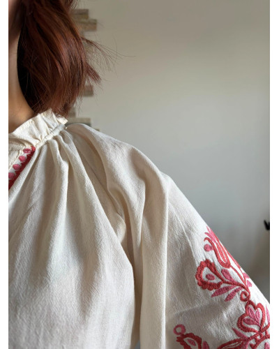 VALENTINE | Blouse coton écru broderie
