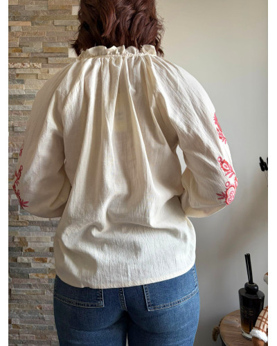 VALENTINE | Blouse coton écru broderie