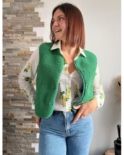 GUILLAUME | Gilet sans manche en sherpa vert