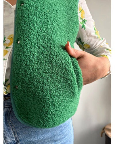 GUILLAUME | Gilet sans manche en sherpa vert
