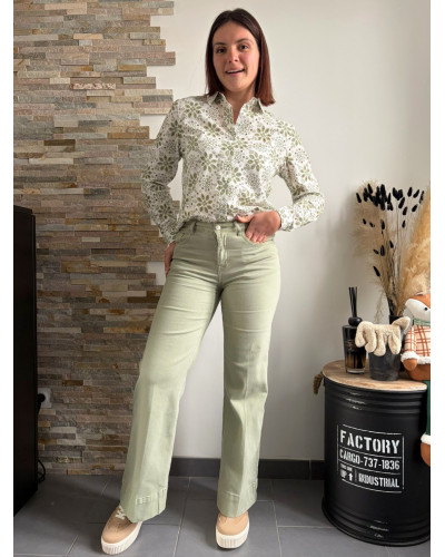 MARCO | Jean wide leg vert amande