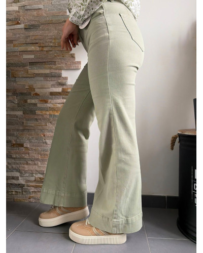 MARCO | Jean wide leg vert amande