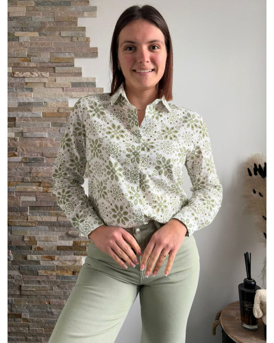 FLEURETTE | Chemise fleurie verte