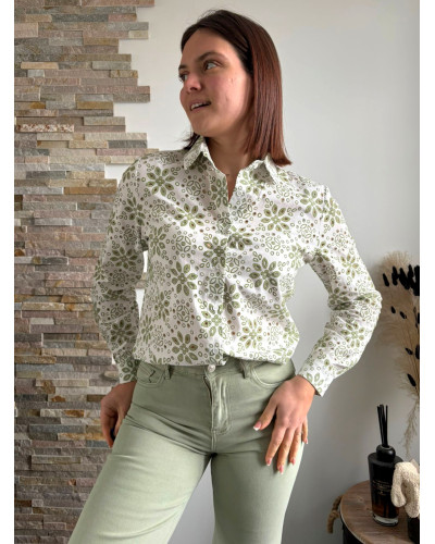 FLEURETTE | Chemise fleurie verte