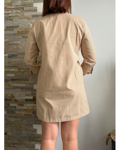 CHRISTINE | Robe chemise rayée beige