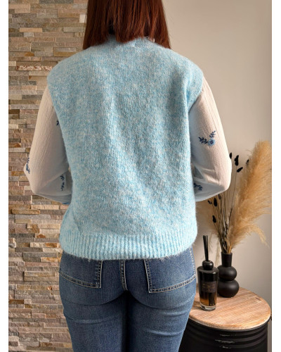 XAVIER | Pull sans manche bleu