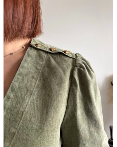 LOUISE | Robe en jean coupe droite kaki