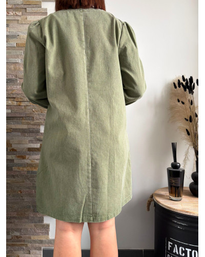 LOUISE | Robe en jean coupe droite kaki
